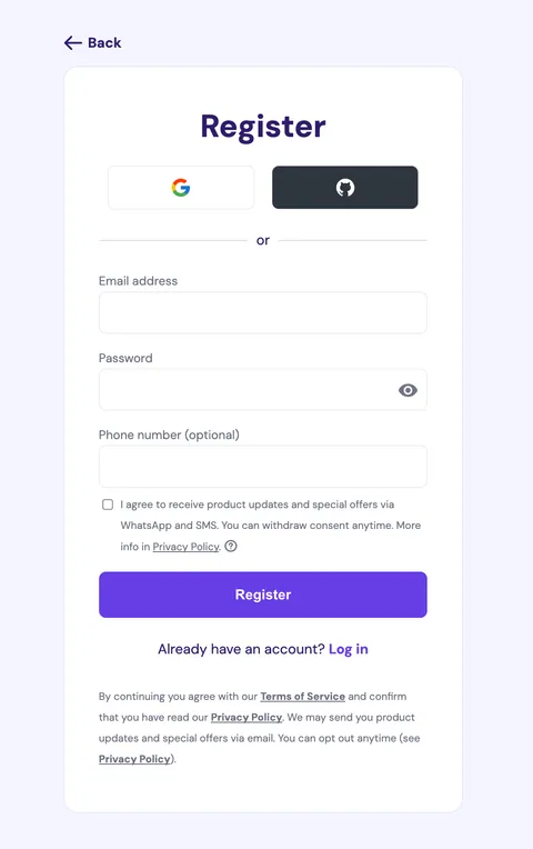 Step 4 — creating an account / logging into Hostinger to continue to payment
